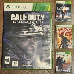 XBOX 360 Video Game Lot - 4 Shooter/War Games COD Ghosts, Battlefield and more